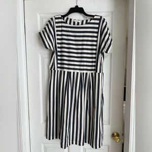 Clad & Cloth Dress - Navy and Cream Striped, light weight, never worn.